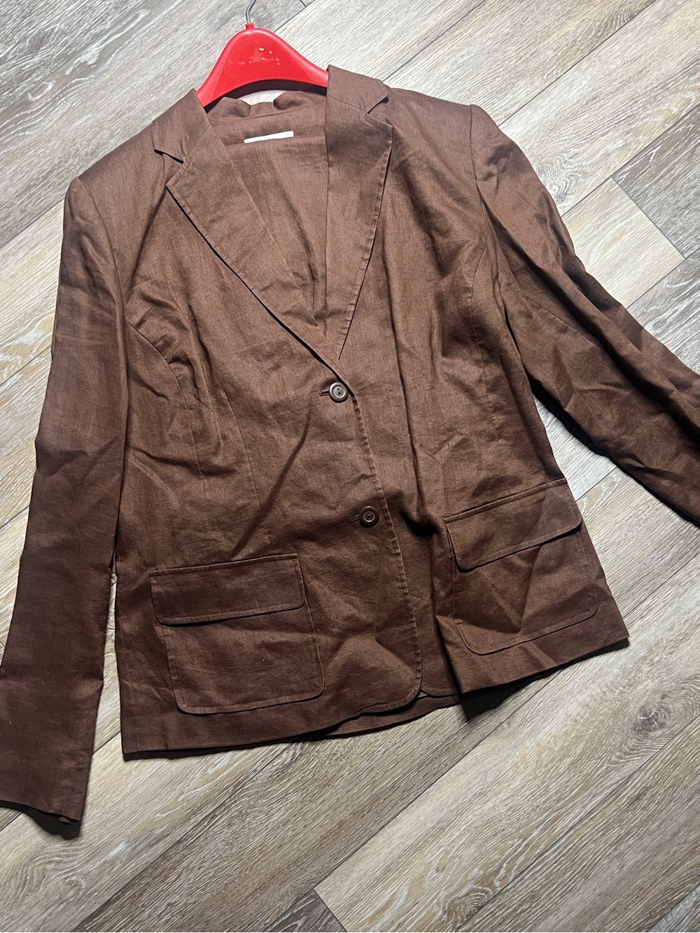 Madison Studio Vintage Brown Tailored Women's Blazer Jacket 100% Linen Set